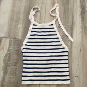 Forever 21 white and blue Striped Halter, size small